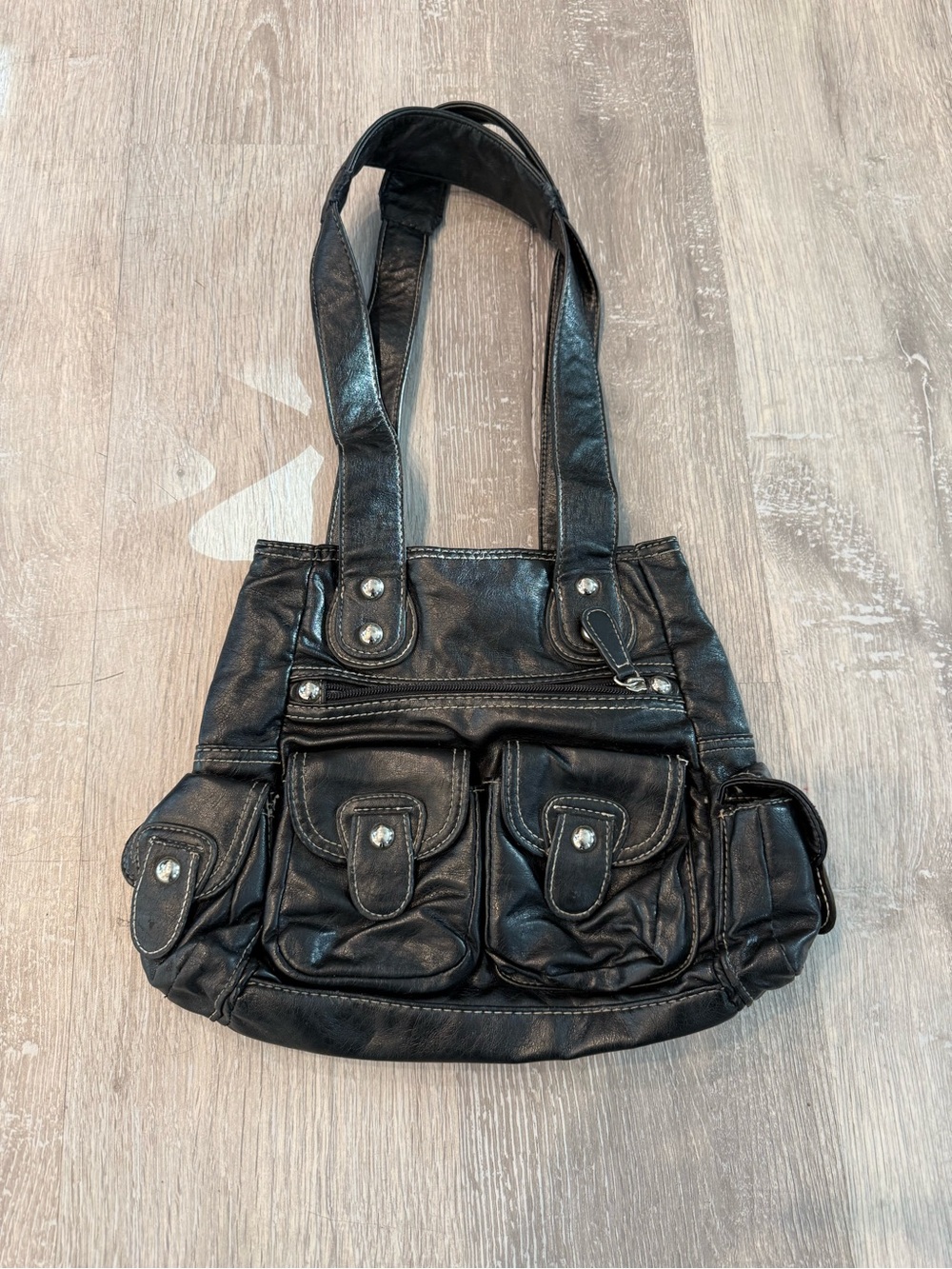 Y2K Black Women's Multi-Pocket Shoulder Bag